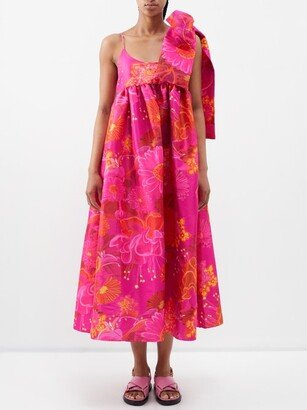 Lily Bow Gerbera-print Taffeta Dress