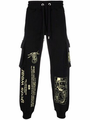 Graphic-Print Cotton Track Pants-AB