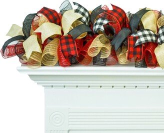 Christmas Garland For Mantle, Buffalo Plaid Garland, Red Black Door Swag, Staircase Decor, Farmhouse, Holiday