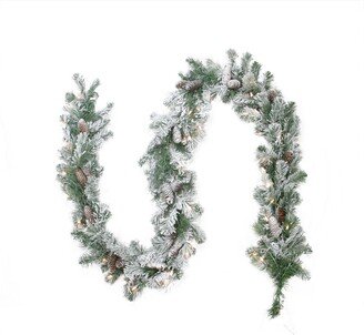 Northlight Pre-Lit Flocked Victoria Pine Artificial Christmas Garland-Clear Lights