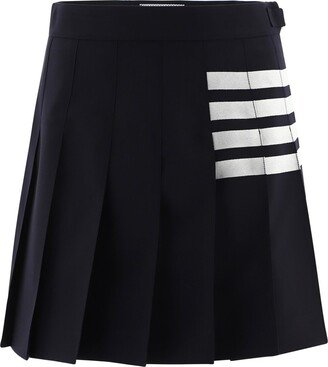 4-Bar Striped Pleated Mini Skirt-AB