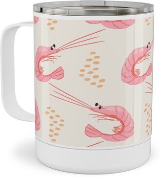 Travel Mugs: Zigzag Shrimps - Pink Stainless Steel Mug, 10Oz, Pink