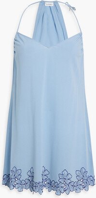 Embroidered stretch-silk chemise