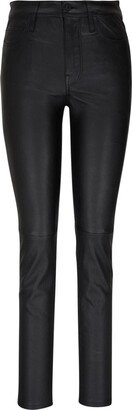 Midi-Rise Skinny Leather Trousers