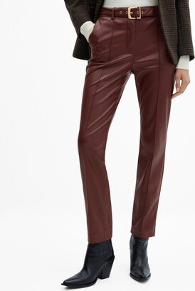 Women's Leather Effect Belt Pants