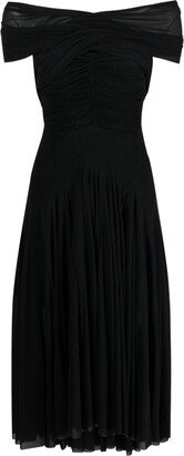 Adjustable-Neckline Midi Dress