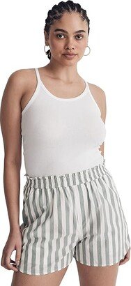 Pull-On Shorts in Striped Signature Poplin (Simply Sage) Women's Shorts