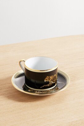 Painted Porcelain Cup And Saucer Set - Black