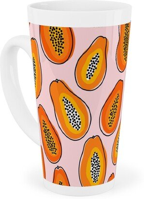 Mugs: Abstract Papayas - Pink Tall Latte Mug, 17Oz, Pink