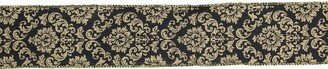 Northlight Black and Gold Damask Christmas Wired Craft Ribbon 2.5