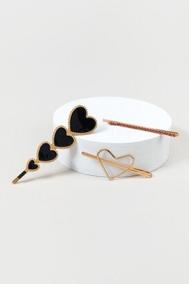Women's Devi Heart Bobby Pin Set in Gold by Size: One Size