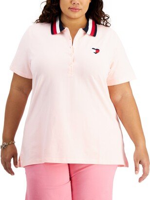 Plus Size Heart Flag Polo Shirt