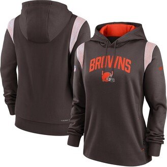 Women's Brown Cleveland Browns Sideline Stack Performance Pullover Hoodie