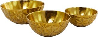 VIVIAN LUNE HOME Goldtone Aluminum Faceted Decorative Bowl - Set of 3