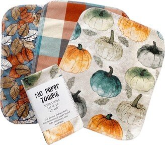 No Paper Towels // Fall Prints Pumpkin Plaid Leaf Flannel Reusable