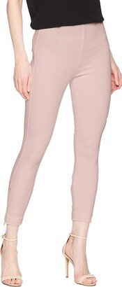 Denim Cuffed Crop High Waist Legging In Blush