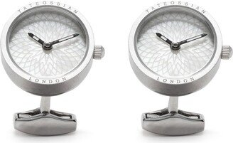 Clock-Design Silver-Plated Cufflinks