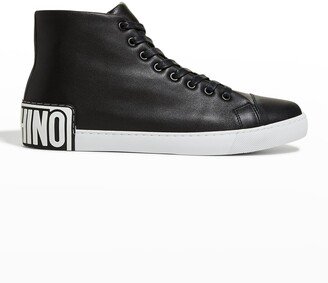 Men's Maxi Logo Leather High-Top Sneakers