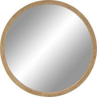 Peyton Lane Contemporary Round Brown Wood Wall Mirror