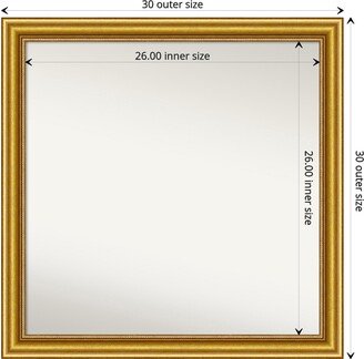 Non-Beveled Wood Bathroom Wall Mirror - Townhouse Gold Frame