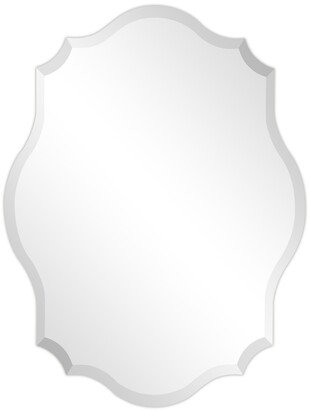 Frameless Beveled Oblong Scalloped Wall Mirror, 40