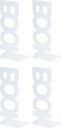 Unique Bargains Alphabet Shaped Metal Bookend Support Book Stand for Home Office Stationery White