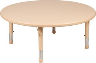 Emma and Oliver 45 Round Natural Plastic Height Adjustable Activity Table - School Table for 4