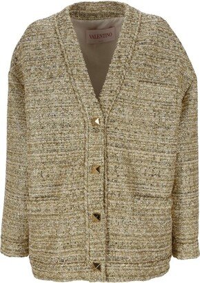 V-Neck Tweed Cardigan