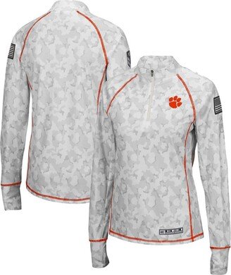 Women's White Clemson Tigers Oht Military-Inspired Appreciation Officer Arctic Camo Fitted Lightweight 1/4-Zip Jacket