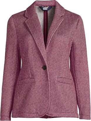 Women's Sweater Fleece Blazer Jacket - The Blazer - Medium - Rich Burgundy Herringbone