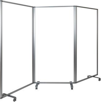 Emma+oliver Transparent Acrylic Mobile Partition With Lockable Casters