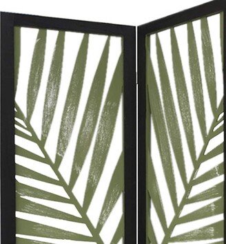3 Panel Green Room Divider with Tropical leaf - 48