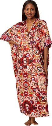 Palazzo Satin Caftan (Amber Espresso Combo) Women's Pajama