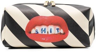 Graphic-Print Striped Wash Bag