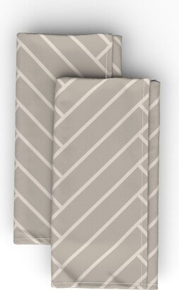 Cloth Napkins: Herringbone - Greige Cloth Napkin, Longleaf Sateen Grand, Beige