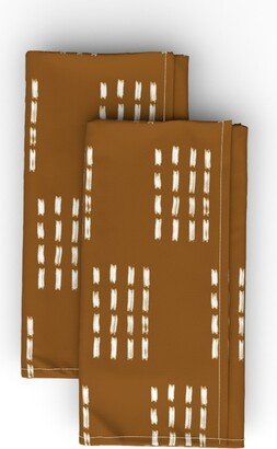 Cloth Napkins: Stamped Mudcloth - Copper Cloth Napkin, Longleaf Sateen Grand, Brown