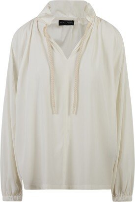 Manakaa Project Cord Blouse Silk - White