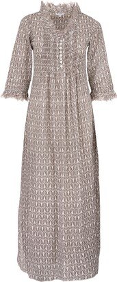 Cotton Annabel Maxi Dress In Fresh Taupe & White