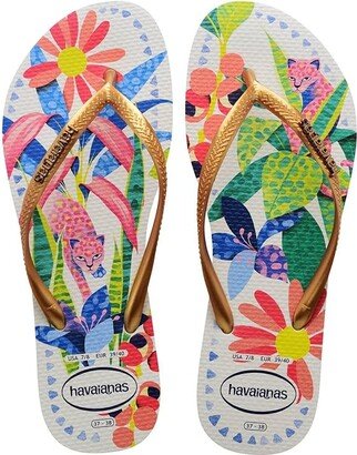 Slim Tropical Flip Flop Sandal (White/Blue) Women's Sandals