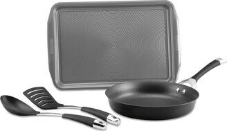 Symmetry Hard-Anodized Nonstick Weeknight Cookware Induction Pots and Pans Set, 4-Piece, Black