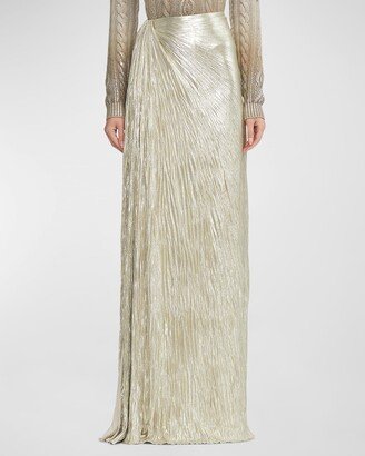 Duvall Metallic Jersey Plisse Maxi Skirt