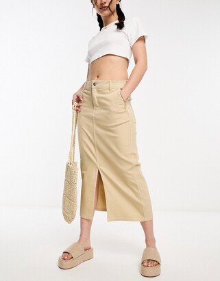 column denim skirt in cream