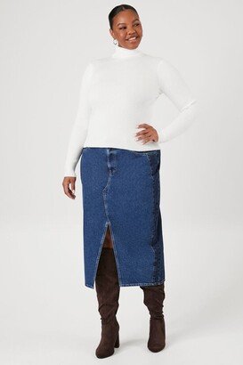 Women's Denim Colorblock Maxi Skirt, 1X