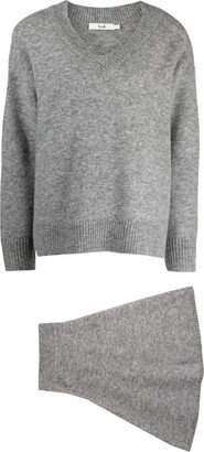 b+ab Mélange-Effect Knitted Skirt Set