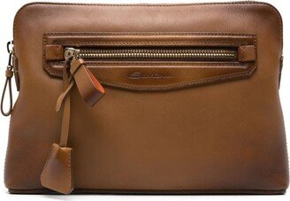 Logo-Debossed Leather Wash Bag-AA