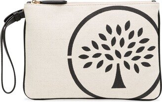 Tree-print canvas makeup bag