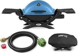 Q 1200 Liquid Propane Grill (Blue) With Adapter Hose And Cover