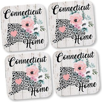 Connecticut State Coasters, Drinks Protection Set, Map Funny Birthday Gift