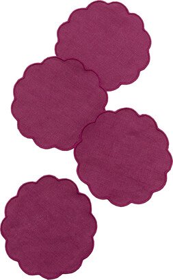 Moda Domus Of-Four Scalloped Linen Coasters Domus