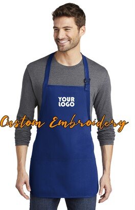 Custom Embroidered Medium-Length Apron With Pouch Pockets - Includes One 4In X Embroidery